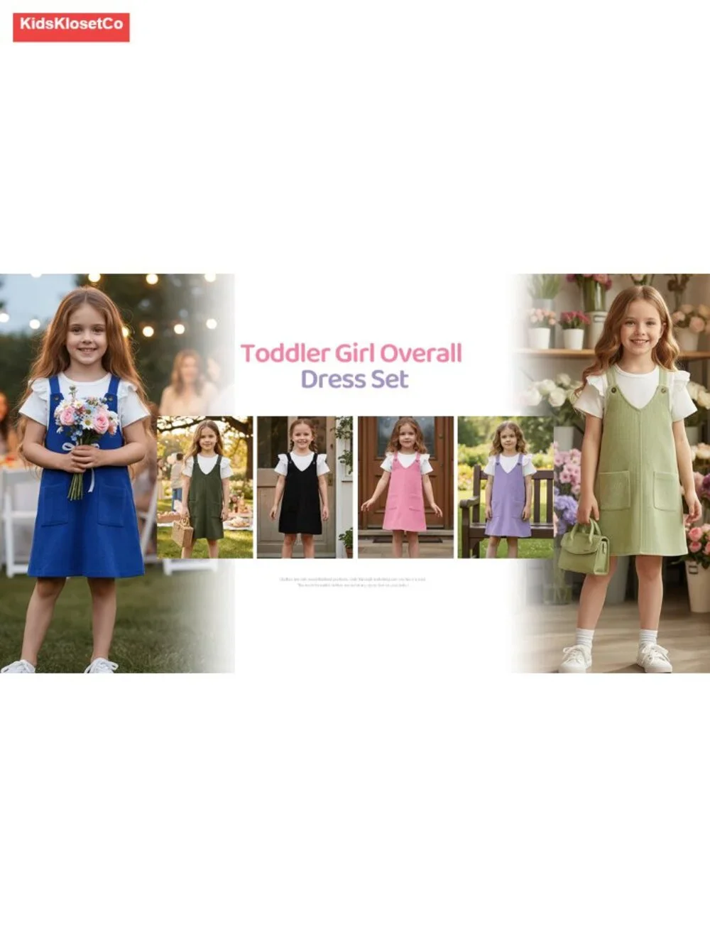 Toddler Girl Corduroy Pinafore Overall Dress & Short Sleeve T-Shirt Set